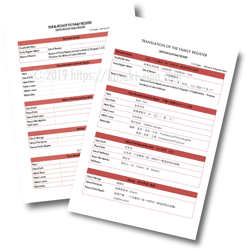戸籍謄本を自分で英訳